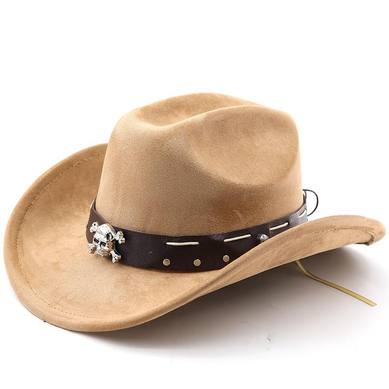 Punk Style Autumn and Winter Men's and Women's Soft Suede Cowboy Hats Big Edge Top Hat Jazz Hat Knight Hat