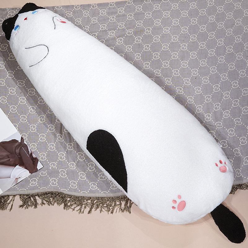Big Size Cartoon Cat Plush Throw Pillow Soft Fluffy Rod-shaped Kitten Hugging Pillow Lovely Home Decor Children Companion