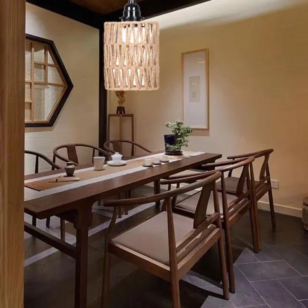 

Подвесной абажур из бумажной веревки в стиле бохо, абажур для подвесного светильника, плетеный абажур для ресторана хаки