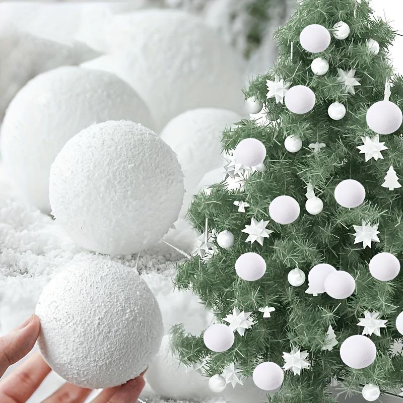 6 Stück Weiße Schaumstoff Weihnachtsornamente - Elegante Hängende Schneeball Dekorationen für Weihnachtsbaum, Winterpartys und Feiertags-Heimdekor