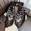 Fashion personalized twill flower chain printed silk scarf 91 large square scarf Korean retro decorative thin scarf