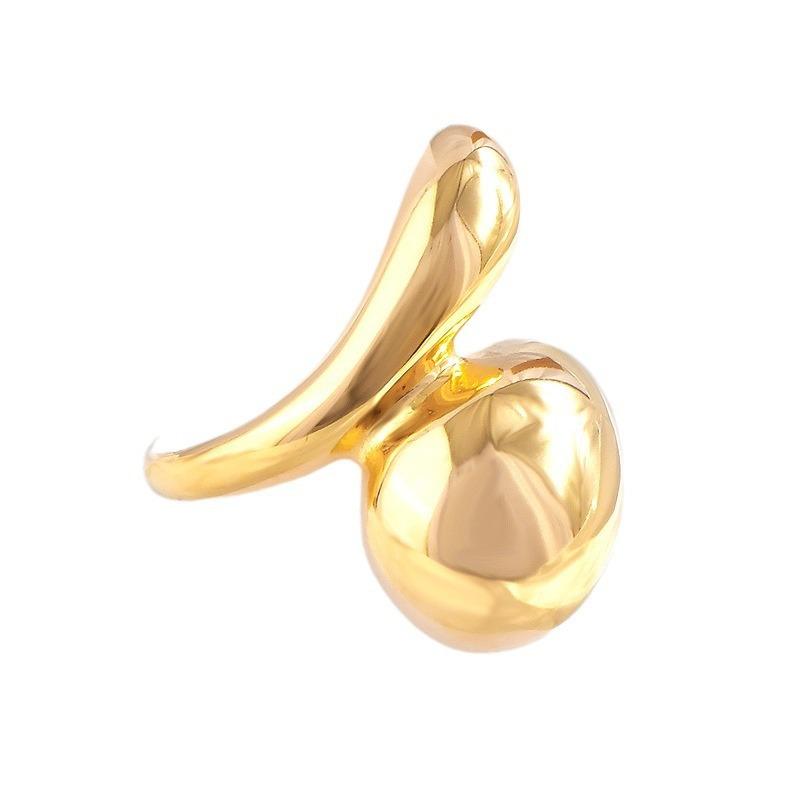 Women s Trendy Gold Plated Stainless Steel Chunky Ring Creative Adjustable Cross Opening Jewelry Ring for Anniversary No. 6 золотой