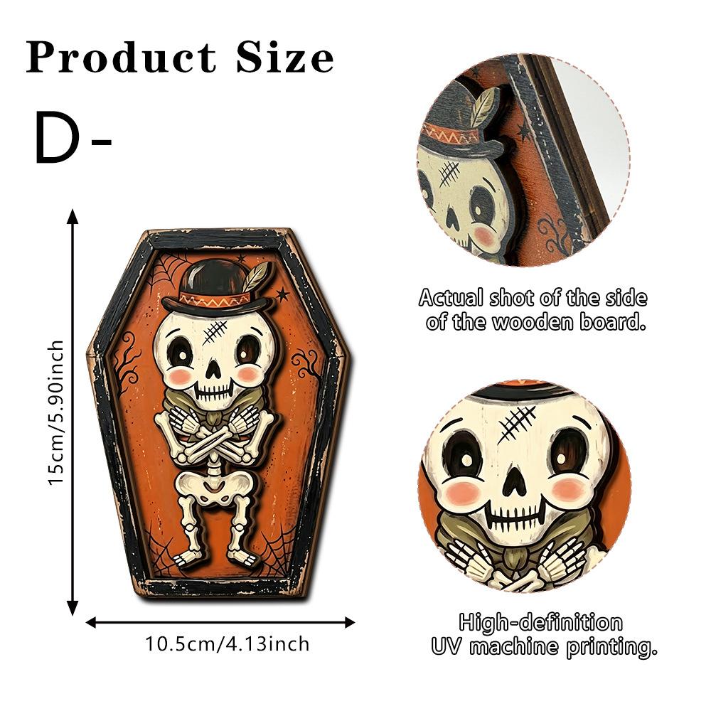 Halloween Wooden Figurine Spooky Party Scene Decor Tabletop Home Gift Craft Ornament