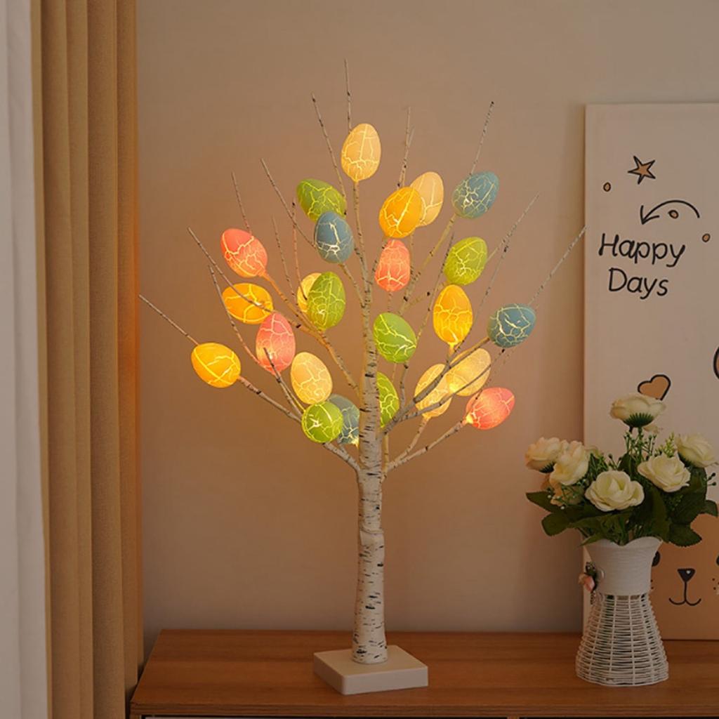 60cm Led Tree Light Battery Power Supply With Home Easter Eggs Easter Desktop Ornaments Hanging Tree Lighting Decorations Gift