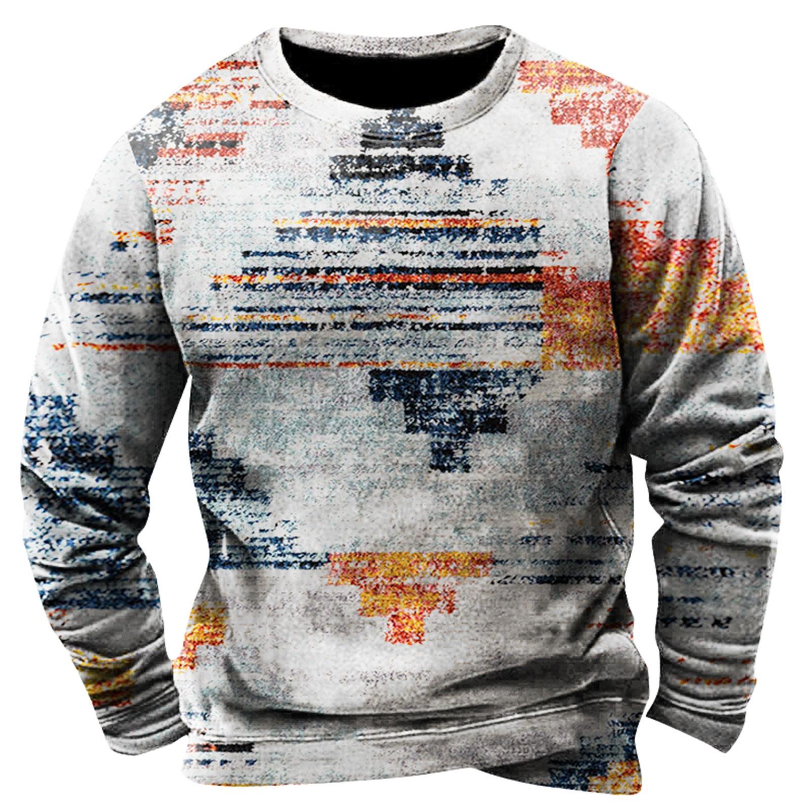 Fash Heren sweatshirt met print, buiten, etnisch bedrukt, losse lange mouwen XL