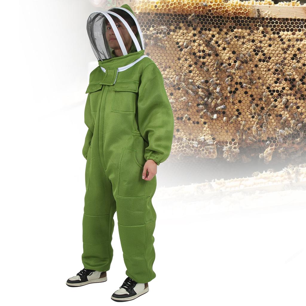 Beekeeping Suit Professional Breathable Full Body Beekeeper Suit with Round Veil Hat