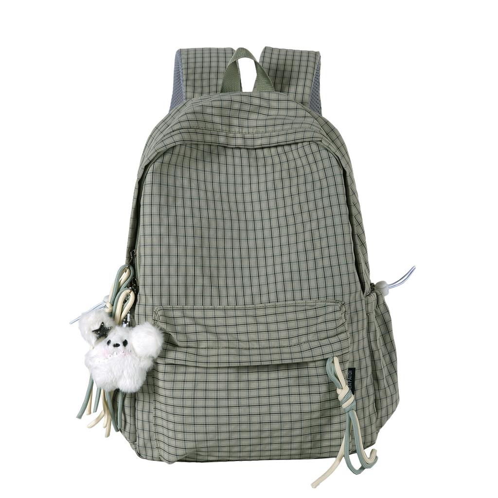 Schultasche Retro Hongkong-Stil karierter Rucksack Damen 1011 neu große Kapazität Mittelschule College-Student Schultasche Reise-Computerrucksack