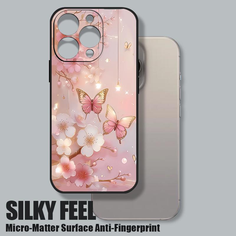 Dream Butterfly Floral Pattern Lanyard Case For iPhone 17 Pro Max Soft Silicone Cover For iPhone 16 Pro Max Funda iPhone 15 14 13 12 11 16E