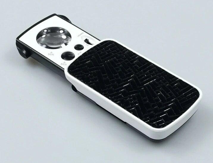 Ausziehbare Schmucklupe 30X 60X 90X LED-beleuchtete Augenlupe Mini-Tragbare Lupe mit UV-Licht für Schmuck