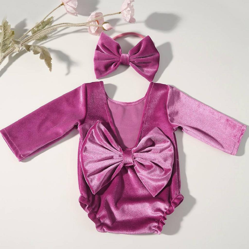 Baby Photo Shoot Clothes Girl Bowknot Headband Romper Outfit Newborns Photography Props Costume Clothing Infant Supply