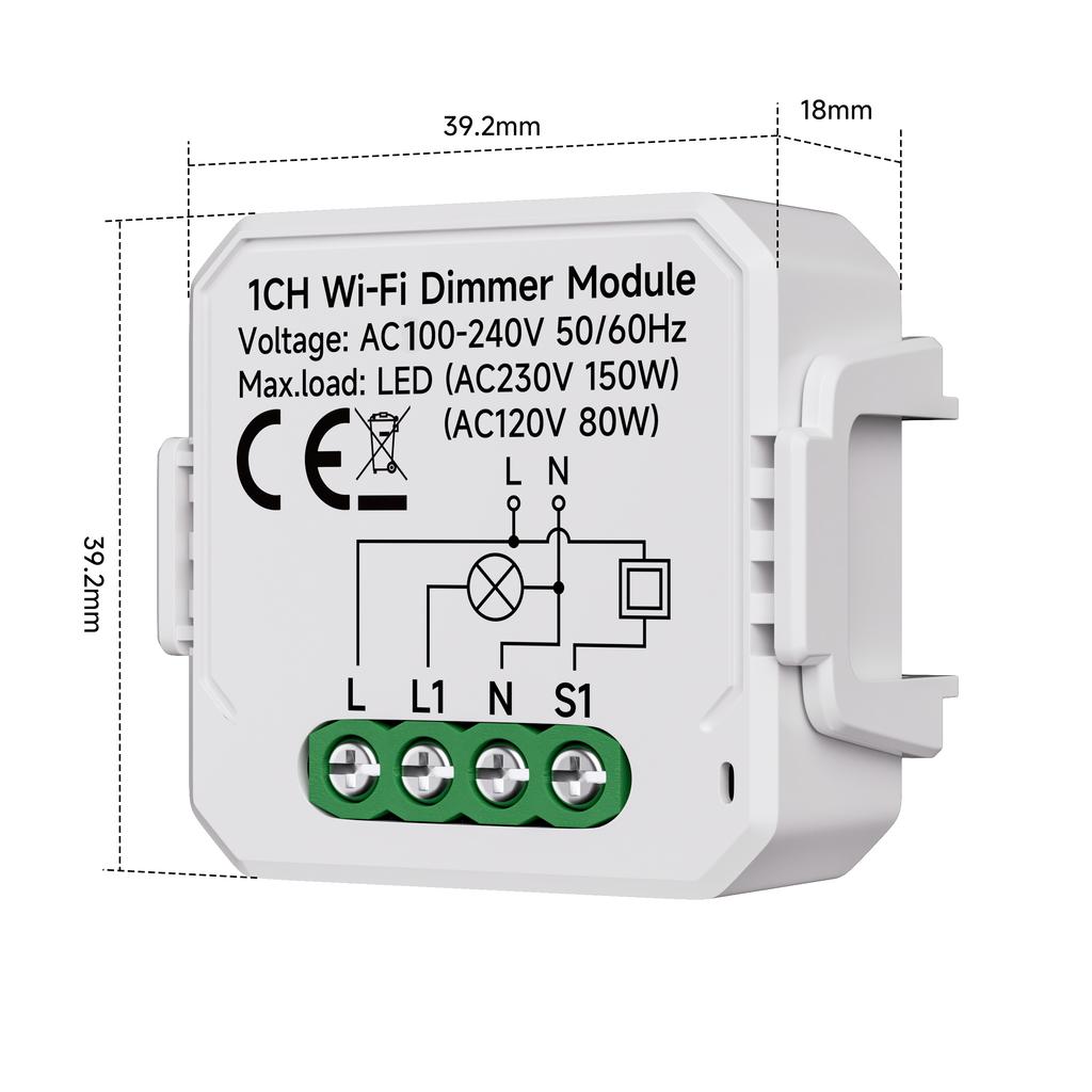 Tuya Smart WiFi Switch Module, Dimmer Switch for Smart Home Light Control, Circuit Breaker Relay