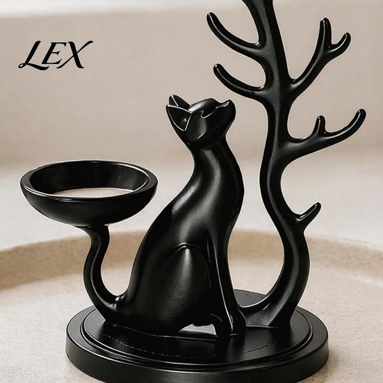 Desktop Storage Tray Cute Cat Tree Branch Jewelry Organizer, 3D Printed Earring Bracelet Hair Decorative Trinket Tie Holder, Display Stand for Vanity,