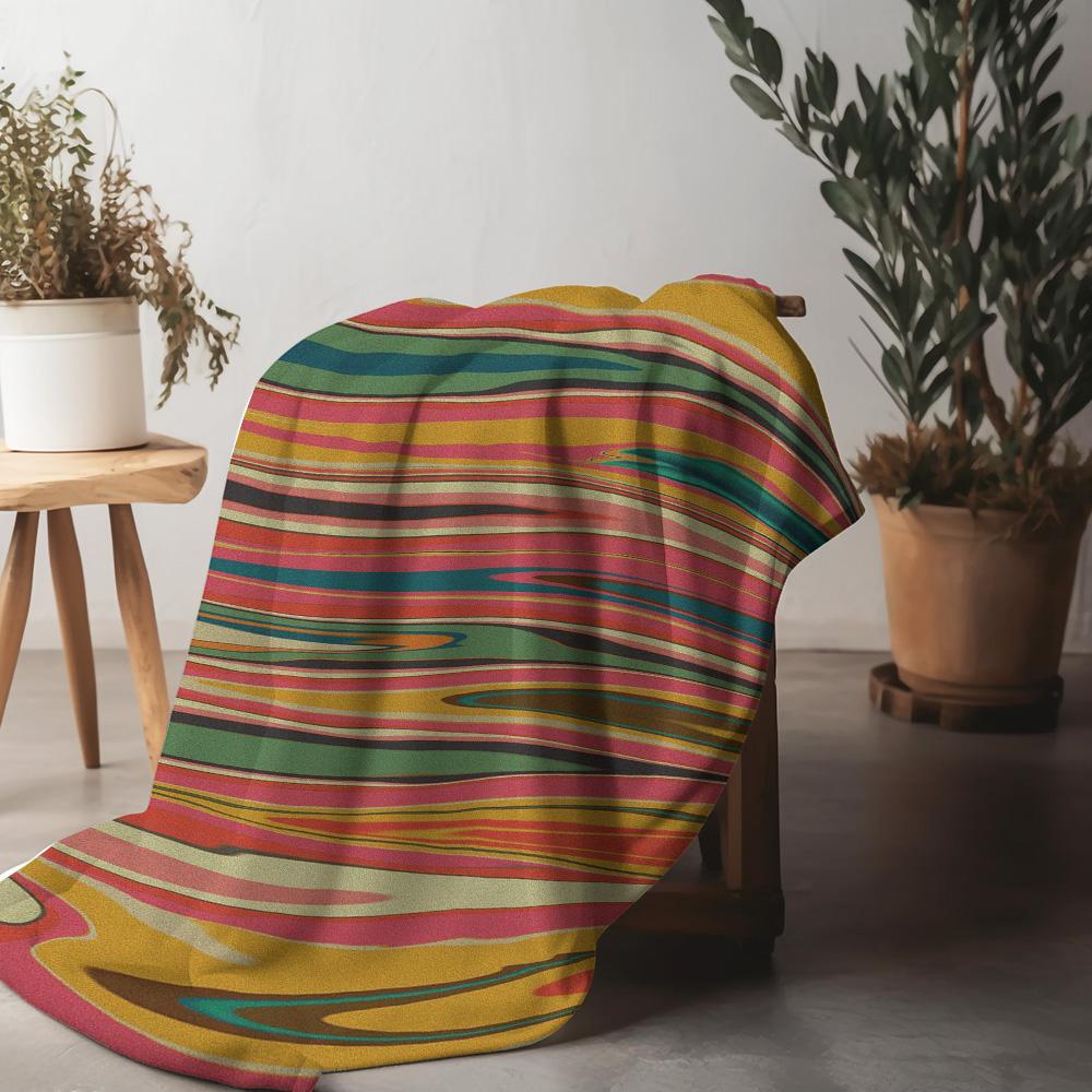 Vibrant Abstract Geometric Striped Throw Blanket Sofa Bed Bedspread Decorative Cushion Cover Home Textile
