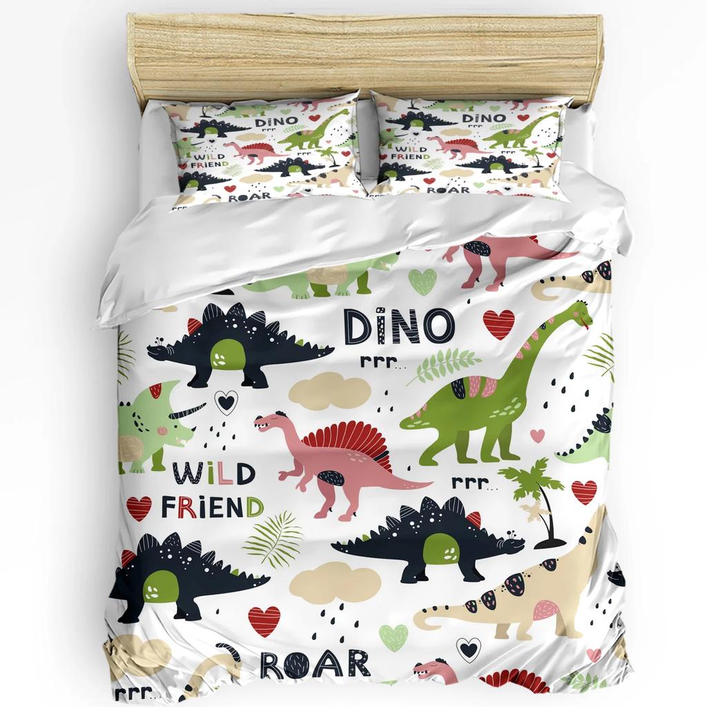 Cartoon Animal Lion Elephant Giraffe Duvet Cover 3Pcs Bedding Collection Home Textile Quilt Cover Pillowcases Room Bedding Collection No Linen