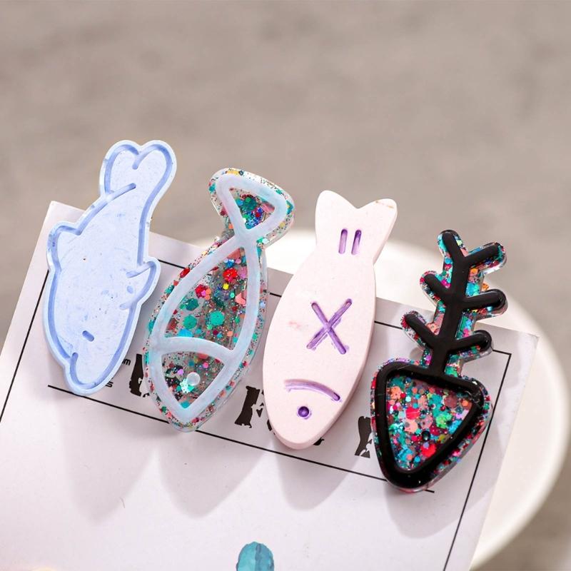 Silikonharzform Haarspangenformen Silikon-Gießwerkzeuge für Epoxidharzkunst Mädchen DIY Haarspange Anhänger Schlüsselanhänger