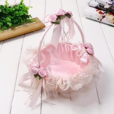 Beautiful Handmade Flower Lace Storage Basket Hand-Woven Round Shapes Flower Basket Creative Small