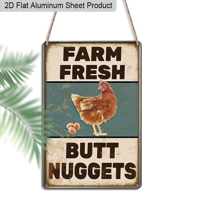 2D Flat, 1pc Vintage Humorous Farm Aluminium Wall Art Sign  Farm Fresh Butt Nuggets - 8 x12  Aluminium Rustic Kitchen & Farmhouse Decor, Funny 20*30cm