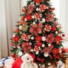 12Pcs With Clips Artificial Christmas Flowers with Stems Multi-color Christmas Floral Decorations Multi-functional Widely Use