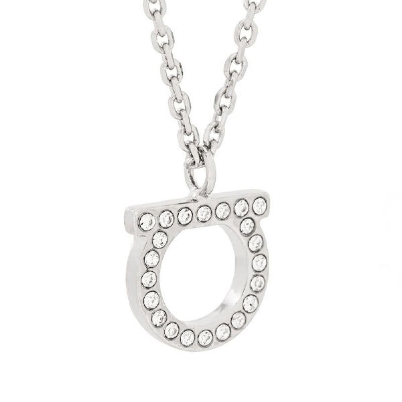 

Salvatore Ferragamo Gancini Crystal Necklace Silver 760132 696657 760132 696657