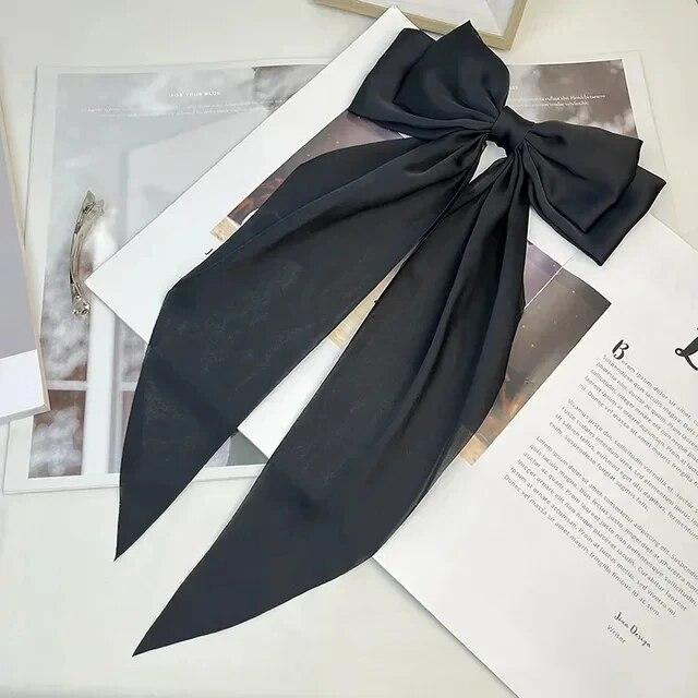 Chiffon Schleife Haarspange Damen Große Schleife Satin Haarnadel Haarspangen Mädchen Einfarbig Pferdeschwanz-Klammer Haarschmuck Kopfschmuck Geschenk