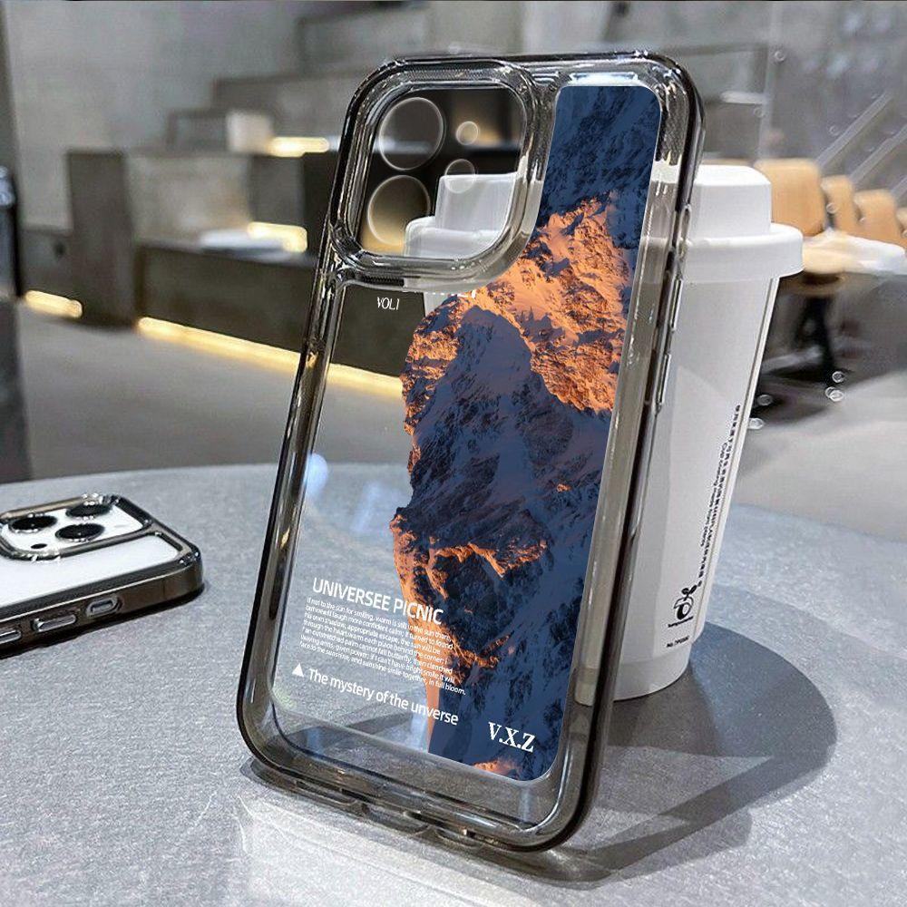Dark Purple Snow Mountain Ins Wind Applicable iPhone17pormax Mobile Phone Case 16pro Apple 15 All-inclusive 13/14