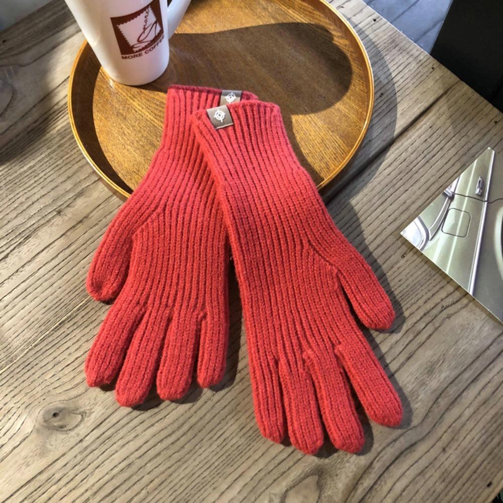 Casual Long Knitted Gloves Touchscreen Solid Color Winter Gloves Warm Mittens Outdoor Riding