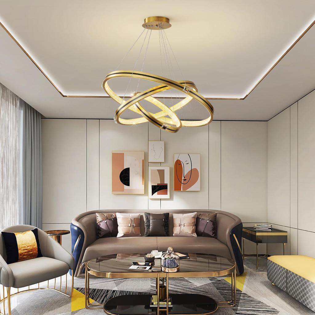Modern Nordic Gold LED Chandelier - Luxury Ring Light for Living Room, Bedroom, or Restaurant