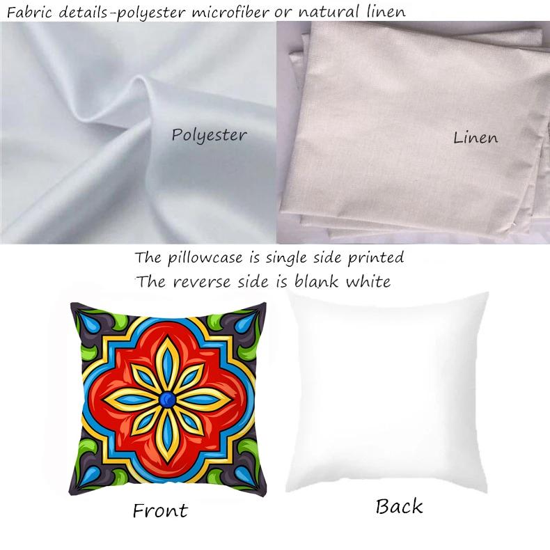 Mehrfarbig Ethno Geometrisch Floral Kissenbezug Vintage Blau Porzellan Druck Sofa Überwurf Kissenbezug Polyester/Leinen Heimdeko