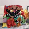 1PC Custom Name Bing Bunny Patterned Flannel Blanket Suitable For All Seasons for Home Decor Warmth and Comfort Gifts Holiday Present