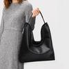 Women's Hobo Bag Genuine Leather Second Layer Soft Cowhide Handbag Black Fashion Shoulder Bag for Everyday Use