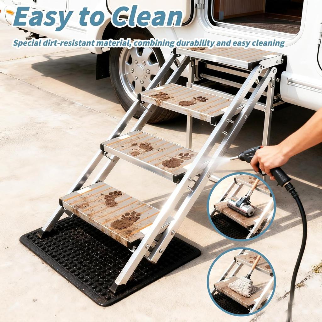 PENSUN RV Step Covers 4 Pack, Non Slip RV Step Carpet 24" x 7.5", EVA Foam RV Stair Covers, Trimmable Self Adhesive Camper Step Rugs for RV Steps,
