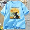Van Gogh Van Meow Cat Tshirt Funny Unisex Women Cats Lovers T Shirt Street Clothing Graphic Tees Womens Shortsleeved Tshirt