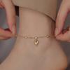 316L Stainless Steel Fashion High-end  Embedded Zircon Love Heart Ankle Ornaments Charm Beaded Chain Anklet For Women