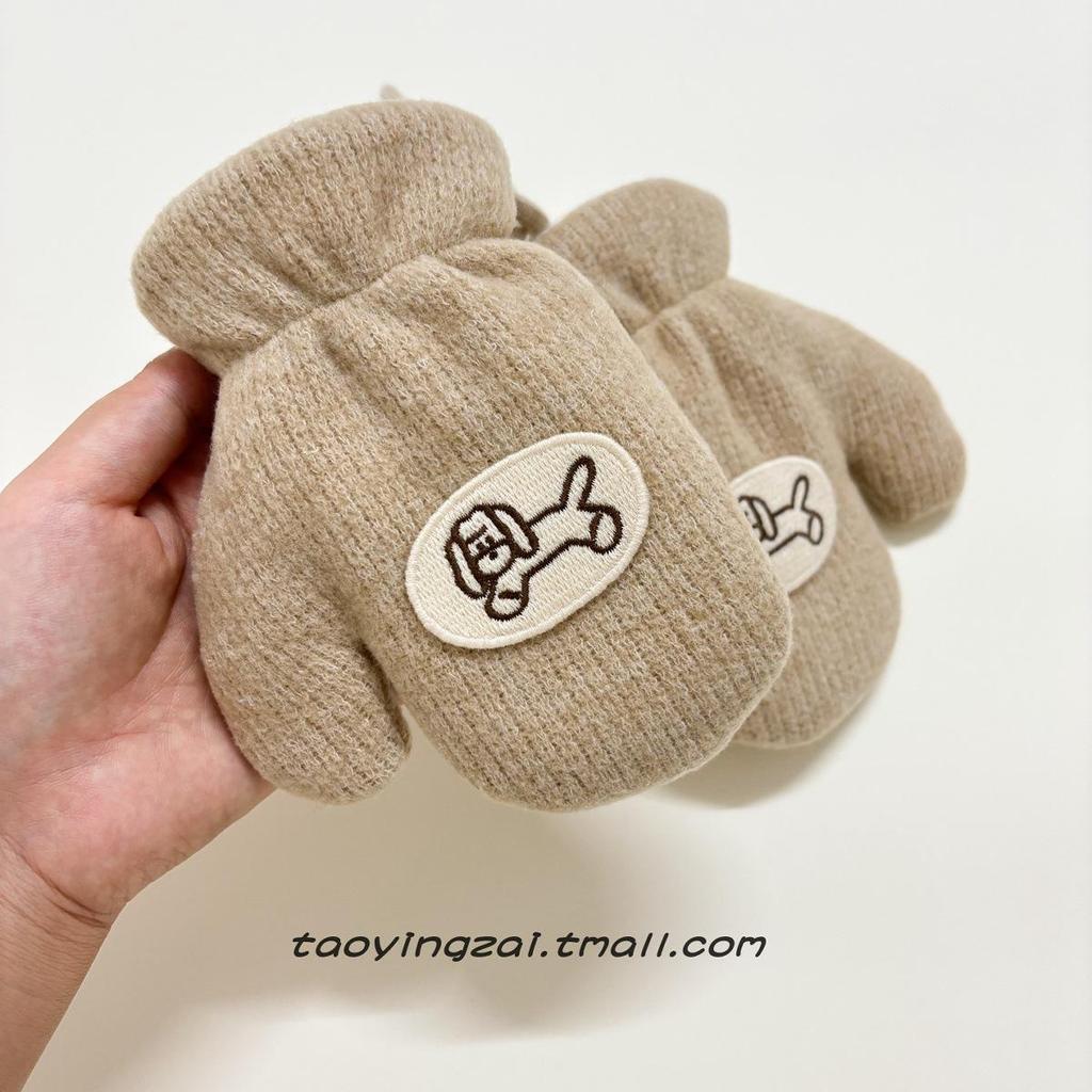 Children's Cute Korean Style Winter Mittens - Warm, Fleece-Lined, Windproof for Boys & Girls