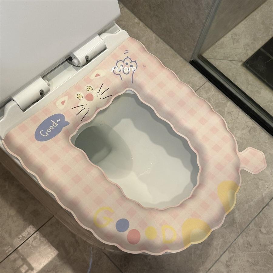 Cute cartoon toilet seat cover, washable for spring and summer, household bathroom toilet seat cushion, four-season toilet cover