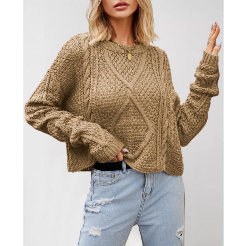 Autumn and winter new women's clothing twist button rope knitted sweater loose thick needle pullover sweater large size