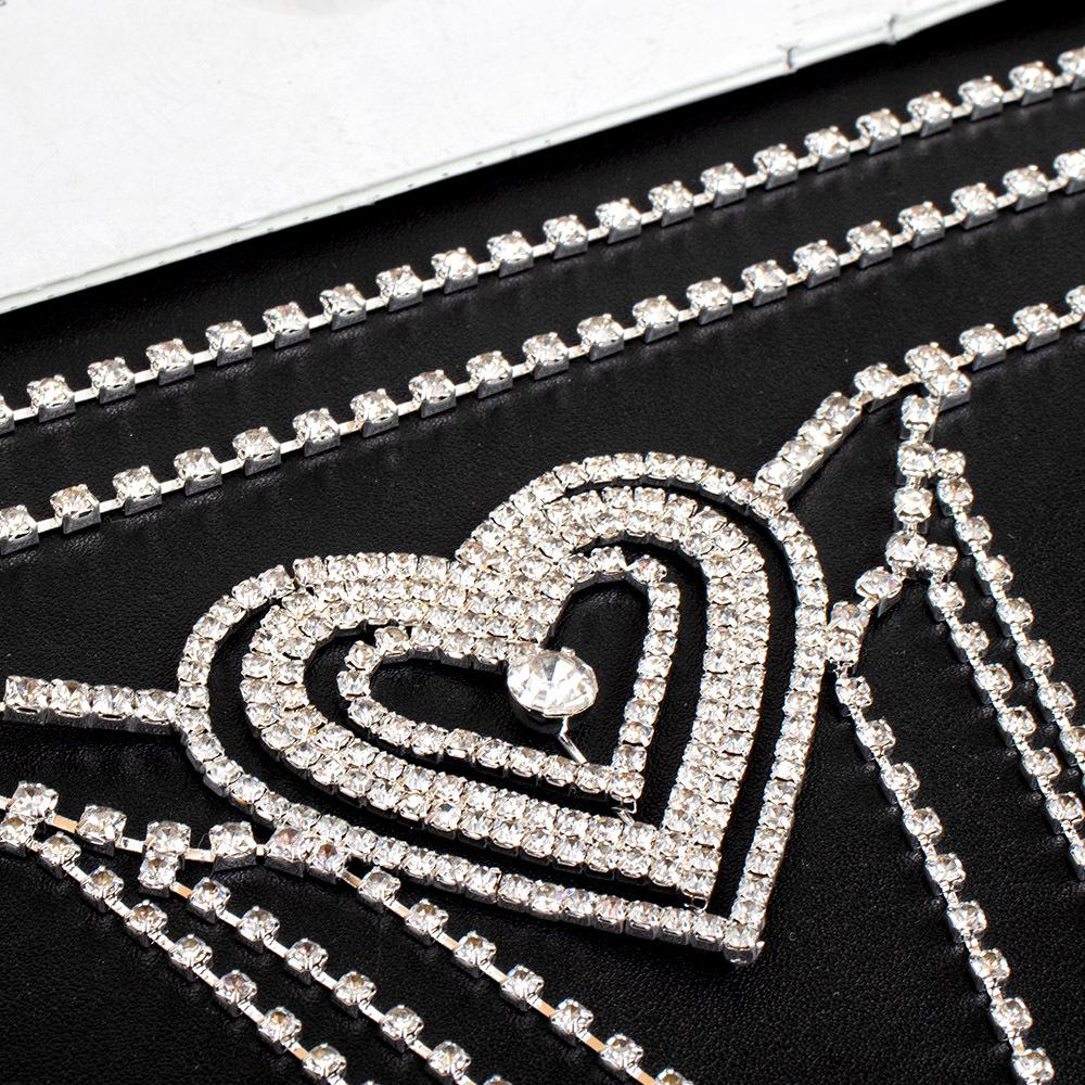 Hot Waist Rhinestone Heart Body Chain Panties for Women