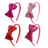 Girl Headband Sparkling Sequins Hearts Bow Decor Lightweight Hair Hoop Seamless Arc Design Party Hair Accessory