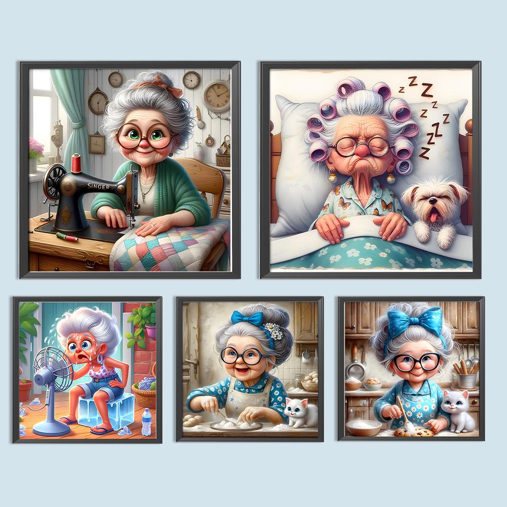 5D DIY Full Round Drill Diamond Painting Grandma Kit Home Decor Art Craft