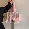Pvc Transparent Handbag Tote Bag Women Summer Beach Clear Tote Bag Travel Storage Bags Portable Waterproof Carry Bag