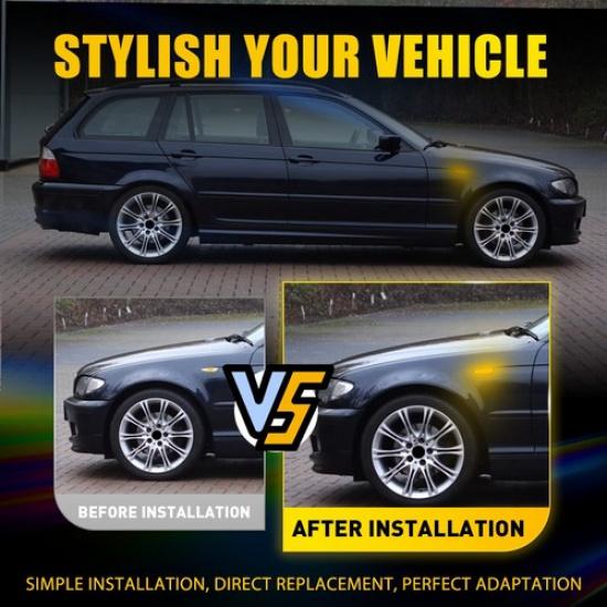 2x LED Sequential Side Marker Lights For BMW E46 E60 E61 E81 E82 E88 E90 E91 EOA