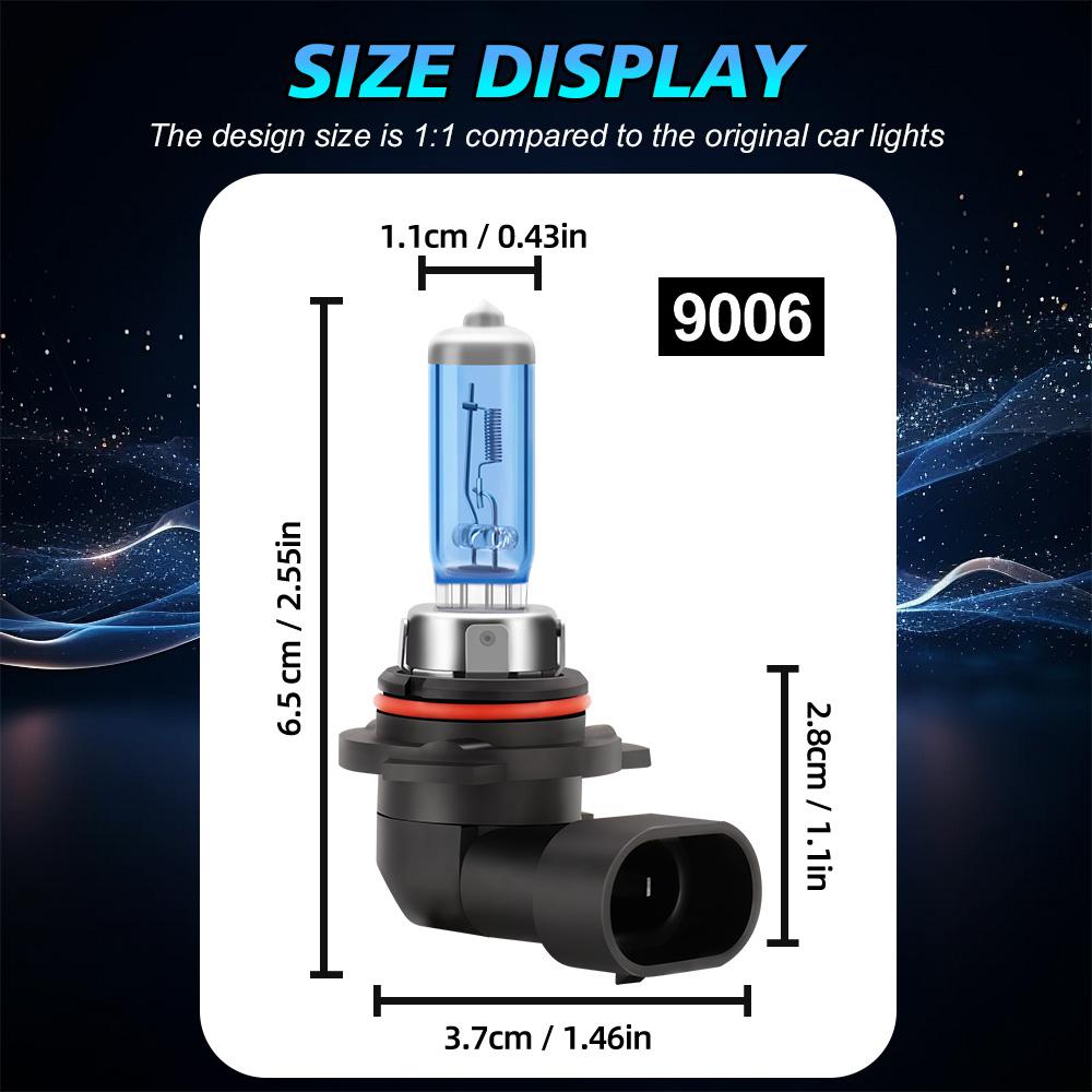 2Pcs Car HB3 Halogen Bulbs 9005 9006 HB4 Headlight Fog Light Bulb Lamp Light 6000K White Auto Turbo Mini Headlights 100W Bulbs 7