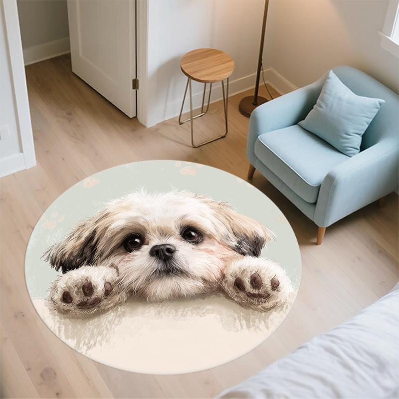 Shih Tzu Pattern Round rug,Carpet Rug for Living Room Bedroom Sofa Playroom Decor,Non-slip Floor Mat,Holiday Gifts and Birthday Gifts