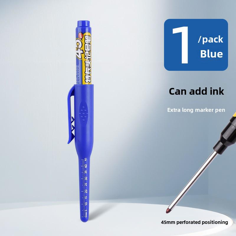 Jin Wannian 45mm Long-Head Refillable Waterproof Marker Pen for Deep Hole Woodworking and Construction.