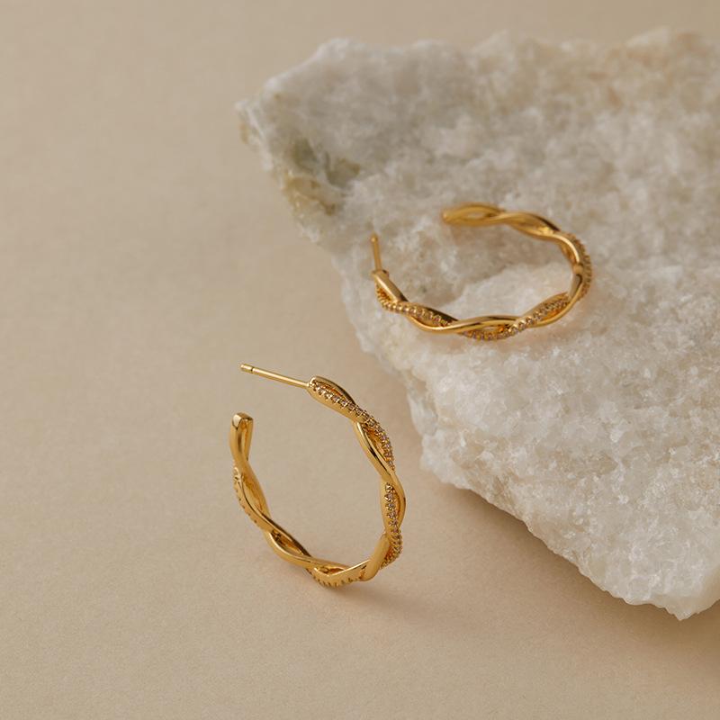 Large Plain Hoop Earrings French Twist Design Fashion Office Earrings