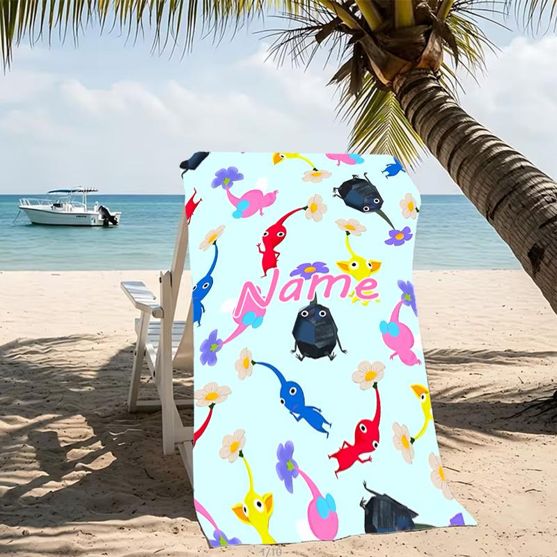 Customizable personalized beach towels Pikmin Pikmin themed designs.Suitable for the beach, yoga, sports;ideal as beach accessories