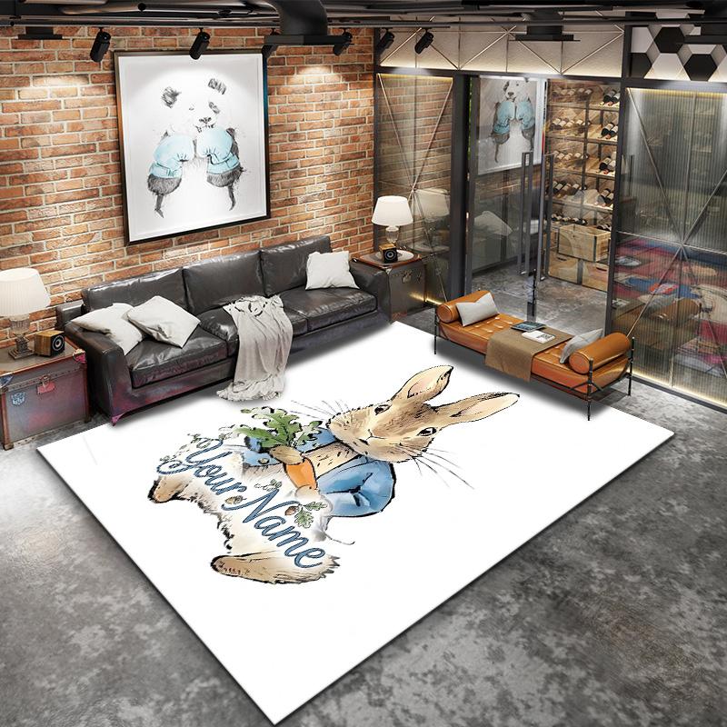 Peter Rabbit Adventure Custom Name Carpet Rug For Living Room Bedroom Home Sofa Decoration Kids Play Nonslip Floor Mat