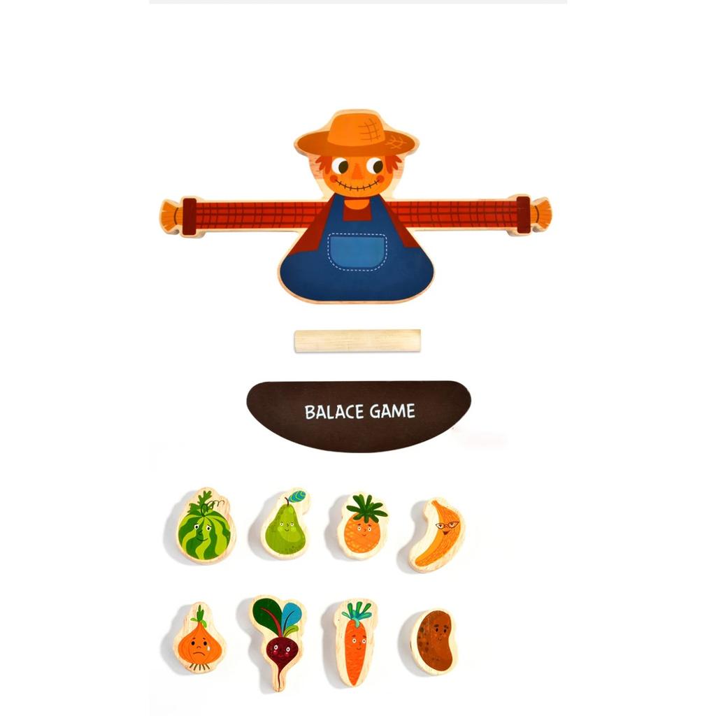 Montessori Block Stacking Balance Game Children Wooden Educational Toys Animal Fruit Block Threading Board Game Gifts for Kids
