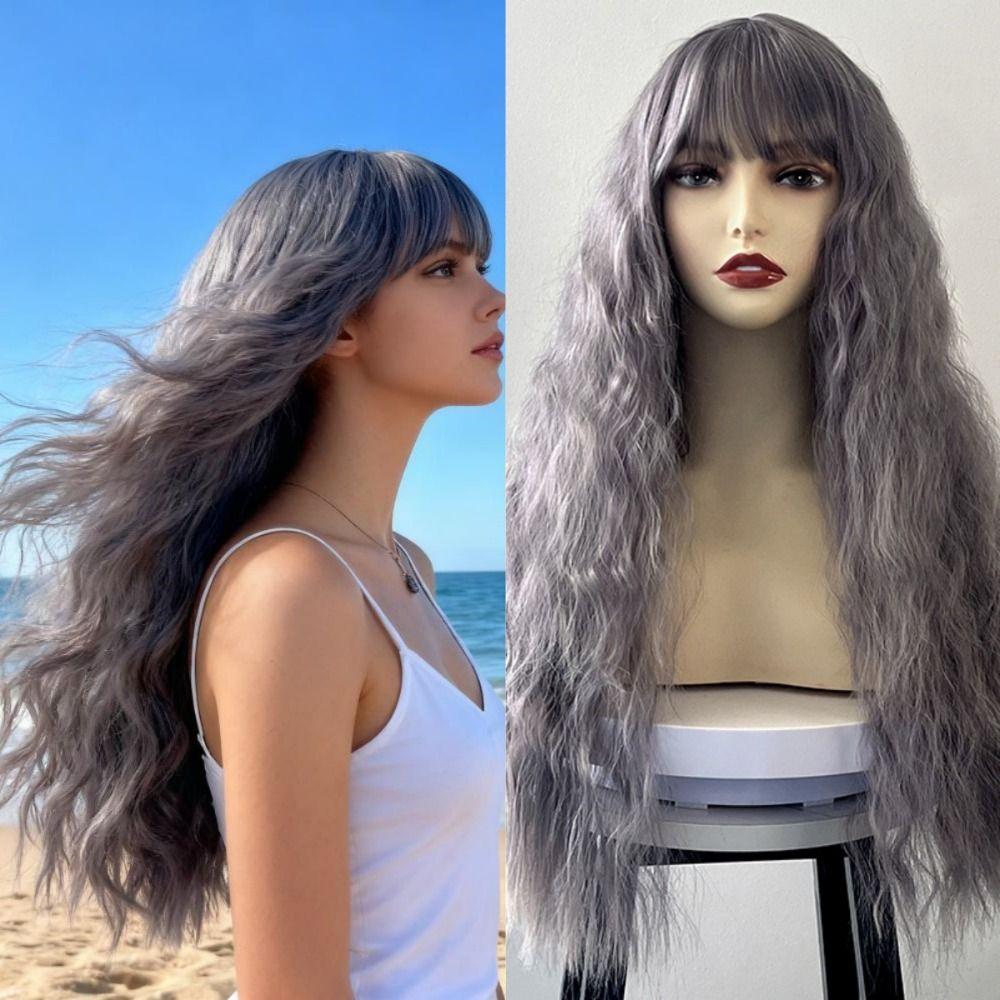 Halloween Long Water Wave Wig Cosplay Women Layered Wigs Orange Brown Gold Curly Wigs  Carnival
