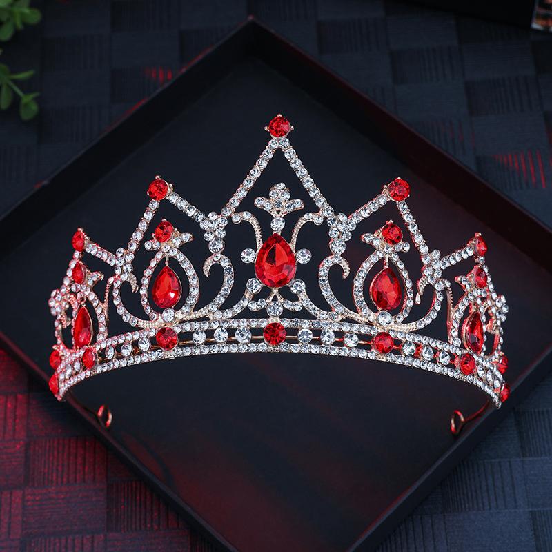 European Style Wedding New Style Tiara Inlaid with Rhinestone Crystal Bridal Round Alloy Inlaid Diamond Crown Baroque